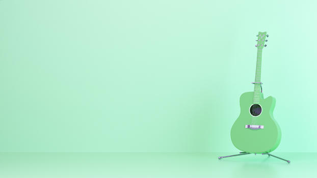 创意绿色吉他图片素材免费下载