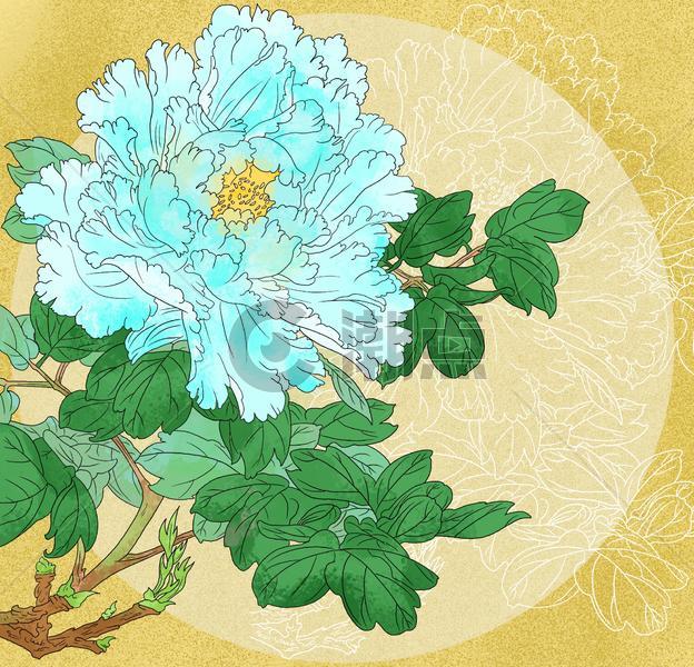 中国风古风工笔美丽蓝花花卉图片素材免费下载