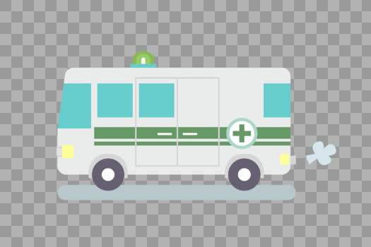 小清新救护车矢量扁平风格图片素材免费下载