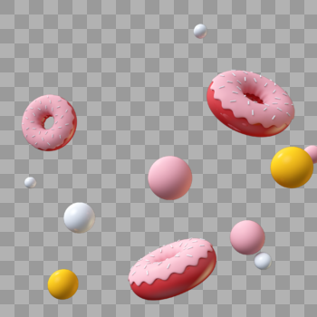 立体甜甜圈漂浮球插图图片素材免费下载