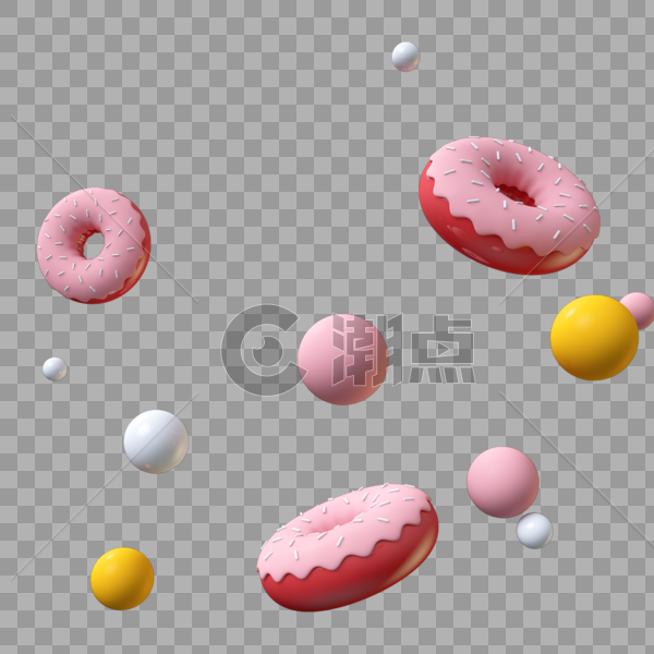 立体甜甜圈漂浮球插图图片素材免费下载