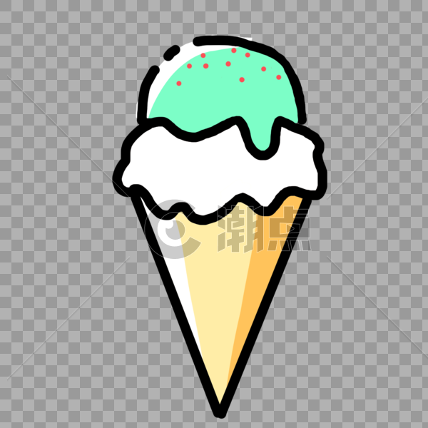 手绘卡通绿色冰淇淋图片素材免费下载