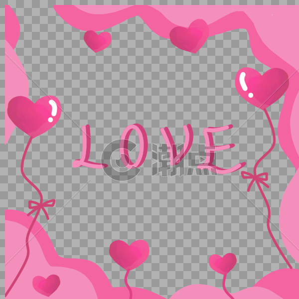 情人节520love爱心粉色渐变剪纸边框背景手绘图片素材免费下载