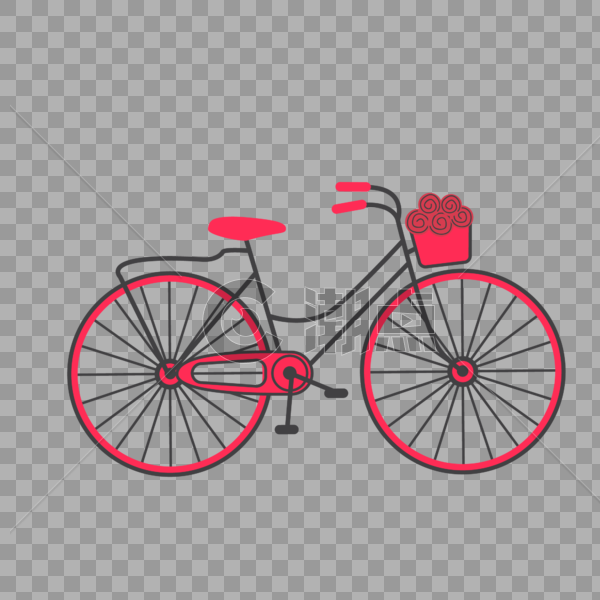 红黑搭配文艺单车矢量扁平风格图片素材免费下载