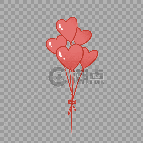 红色一束气球卡通图片素材免费下载
