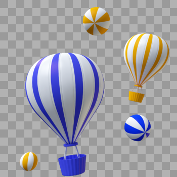 立体漂浮热气球插图图片素材免费下载