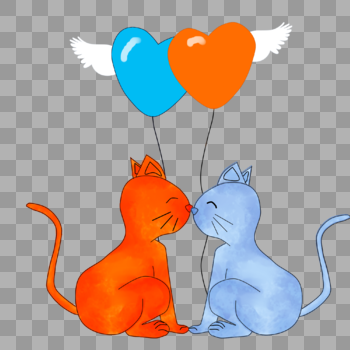 拿气球的猫咪图片素材免费下载