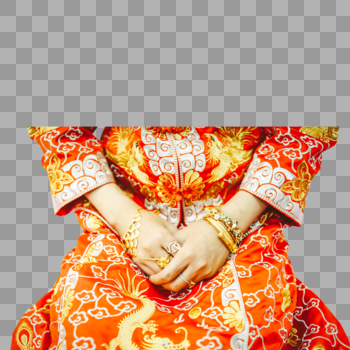 中装旗袍金饰的新娘图片素材免费下载