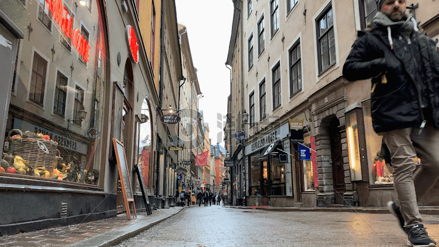 瑞典首都斯德哥尔摩旅游景区老城区GIF图片素材免费下载