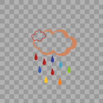 云朵下的彩虹色雨滴图片素材免费下载