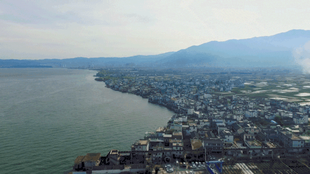 大理洱海及沿海村落航拍GIF图片素材免费下载