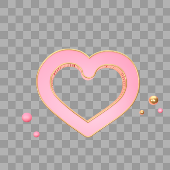 立体粉色爱心边框图标图片素材免费下载