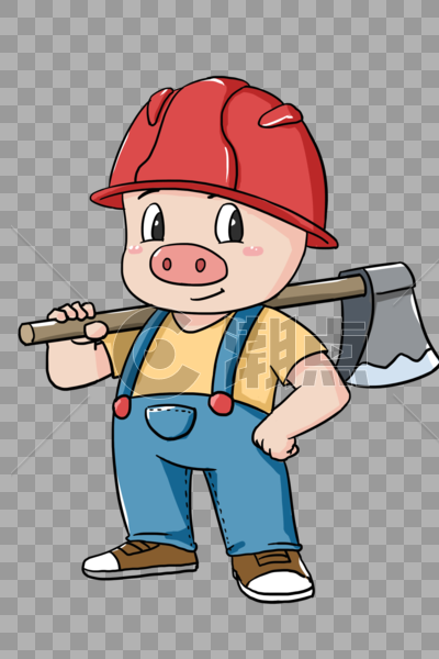 戴安全帽的小猪工人图片素材免费下载