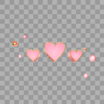 立体粉色三个爱心图标图片素材免费下载
