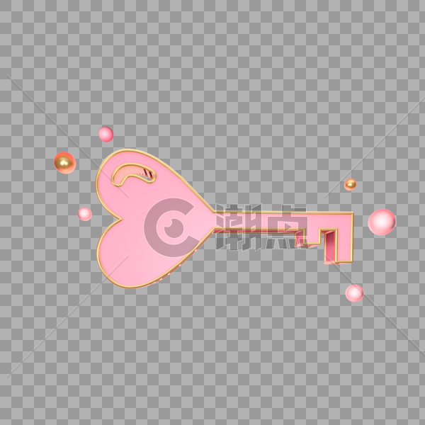 粉色创意爱心钥匙图标图片素材免费下载