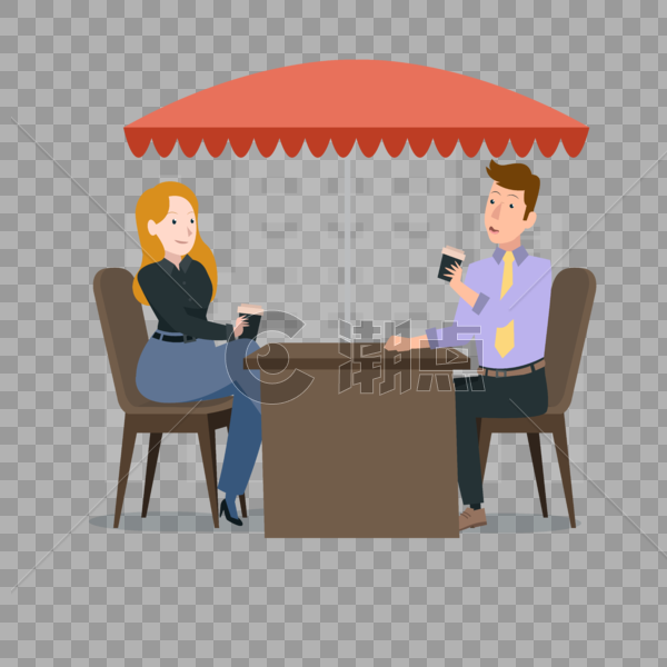 两个人在桌子旁喝咖啡讨论事情图片素材免费下载