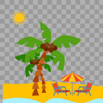 阳光沙滩椰子树沙滩椅图片素材免费下载