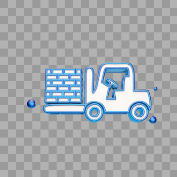 立体蓝色拉砖的拖拉机图标图片素材免费下载