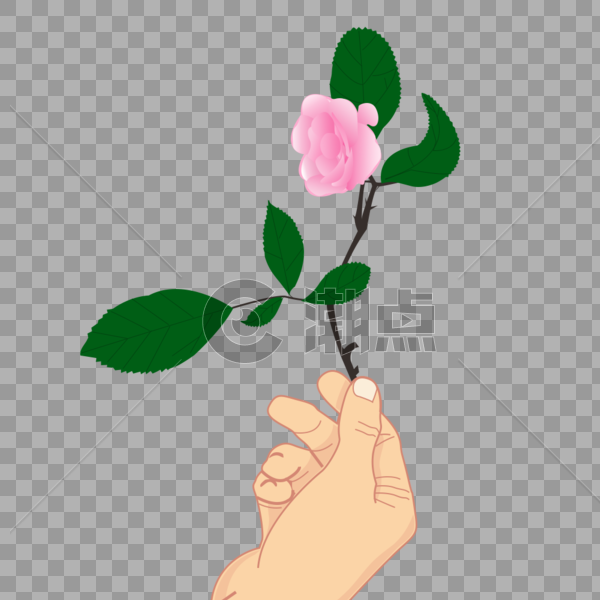 手献一只粉色玫瑰花免抠素材图片素材免费下载