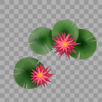 两朵莲花卡通植物图片素材免费下载