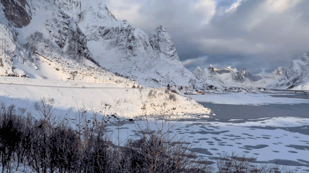 挪威著名的旅游胜地罗弗敦群岛自然风光GIF图片素材免费下载