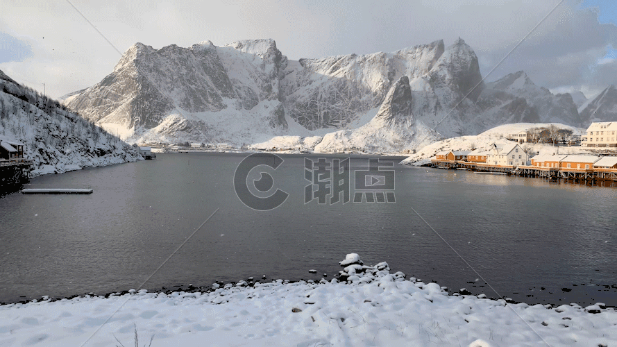 挪威罗弗敦群岛冬季自然风光GIF图片素材免费下载