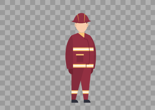 AI矢量图平面化人物红色消防员图片素材免费下载
