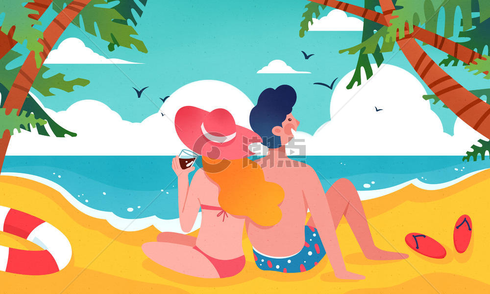 沙滩情侣图片素材免费下载