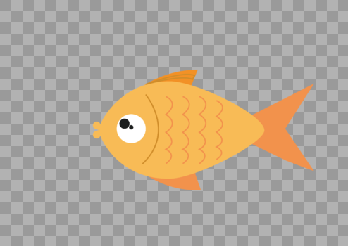 AI矢量图平面化金鱼鱼类元素黄色金鱼图片素材免费下载