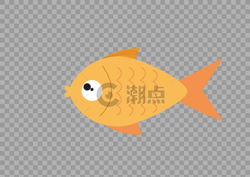 AI矢量图平面化金鱼鱼类元素黄色金鱼图片素材免费下载