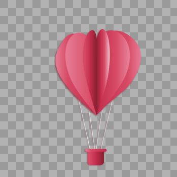 粉红立体爱心热气球图片素材免费下载