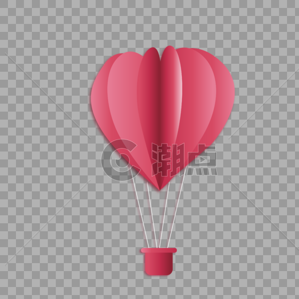 粉红立体爱心热气球图片素材免费下载