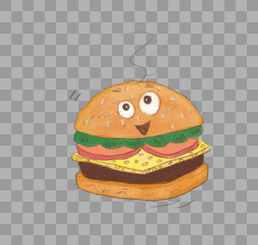 儿童插画风格汉堡快餐图片素材免费下载