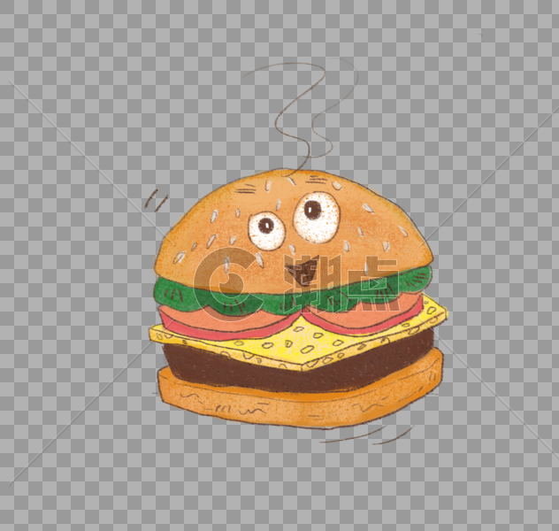 儿童插画风格汉堡快餐图片素材免费下载