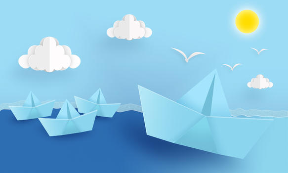 创意纸船漂浮图片素材免费下载