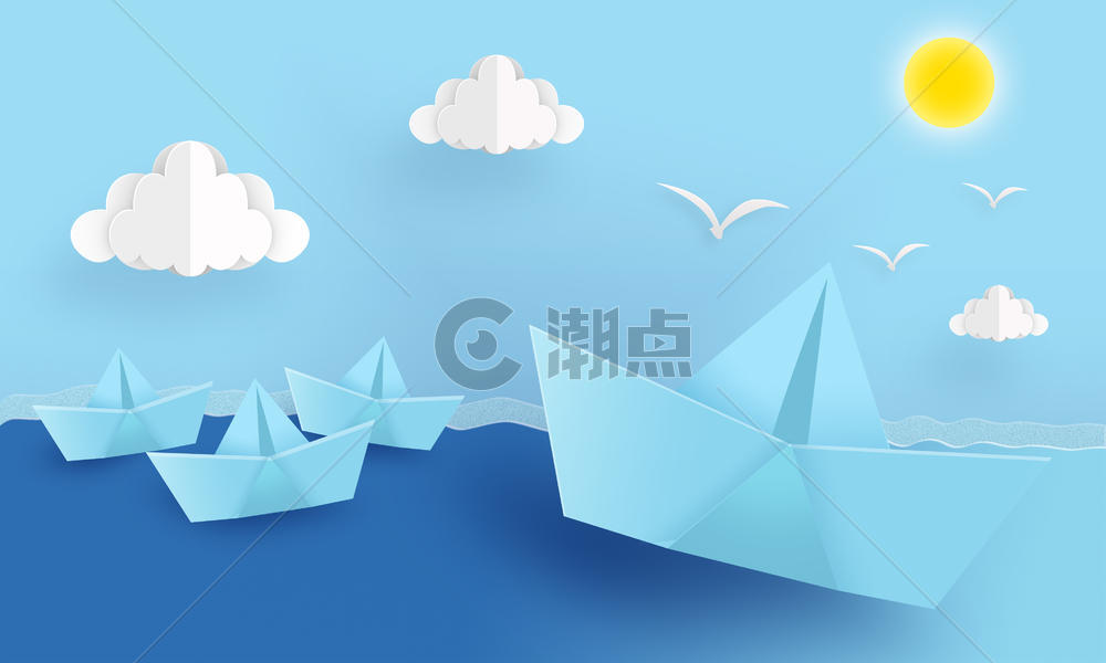 创意纸船漂浮图片素材免费下载