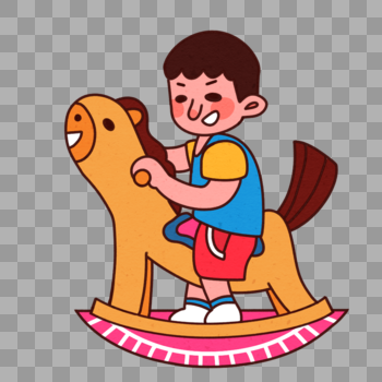 骑木马的男孩图片素材免费下载
