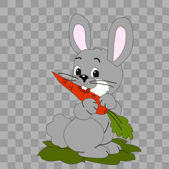 卡通小兔子吃胡萝卜图片素材免费下载