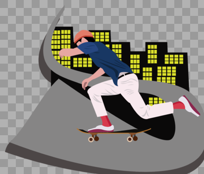 男子毛线帽青春年轻嘻哈滑板城市背景元素图片素材免费下载
