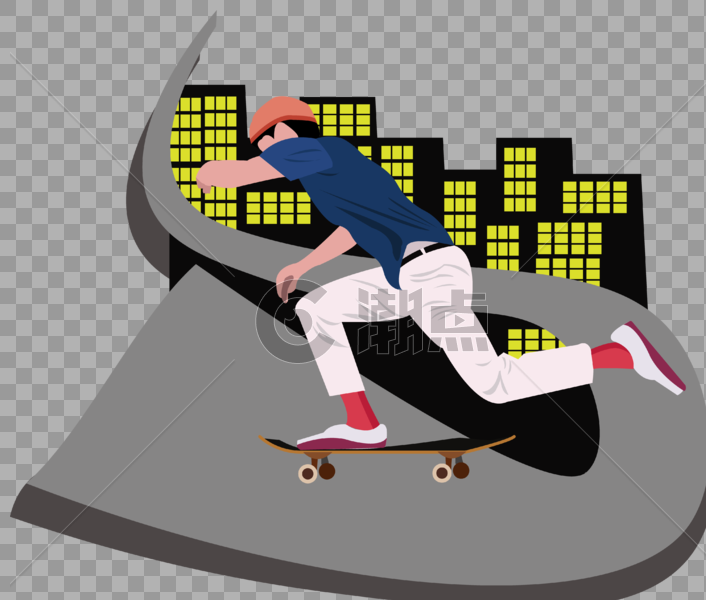 男子毛线帽青春年轻嘻哈滑板城市背景元素图片素材免费下载