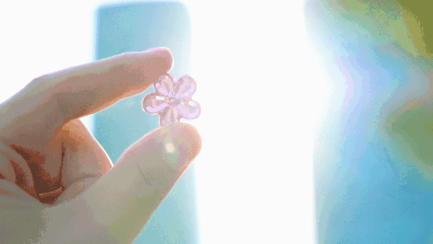 手拿小花玩具面向太阳GIF图片素材免费下载