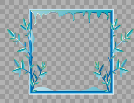 冬季结冰的树叶边框图片素材免费下载