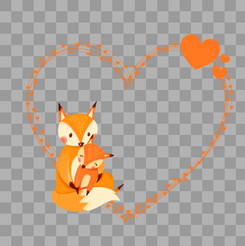 矢量狐狸心形边框图片素材免费下载
