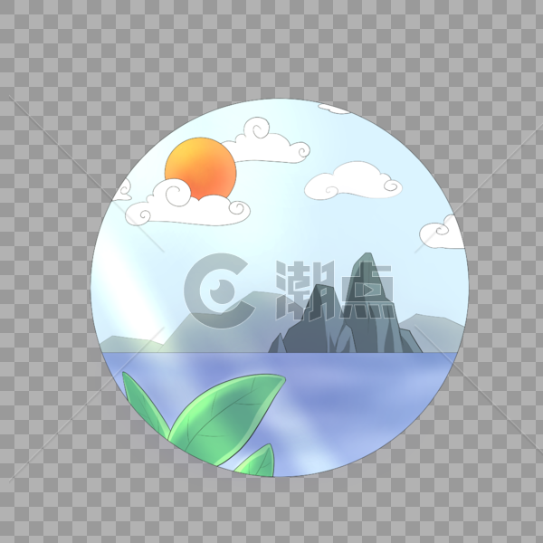 手绘卡通小清新创意背景夏天阳光海边元素免抠图片素材免费下载