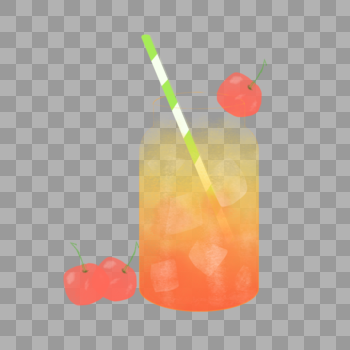 夏日冷饮系列之橙子樱桃汁图片素材免费下载