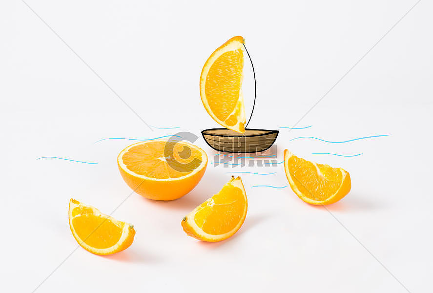 创意橙子帆船图片素材免费下载