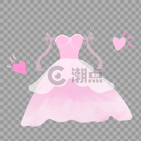 情人节520婚礼粉色婚纱爱心手绘装饰图案图片素材免费下载