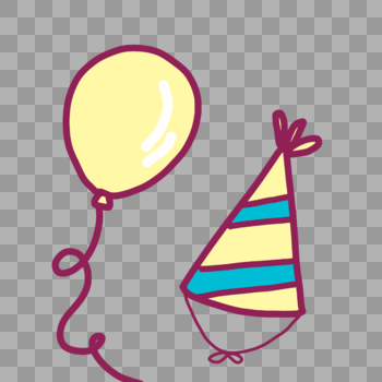 手绘气球派对帽图片素材免费下载