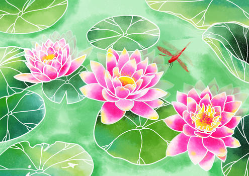 水彩清新盛开的莲花图片素材免费下载