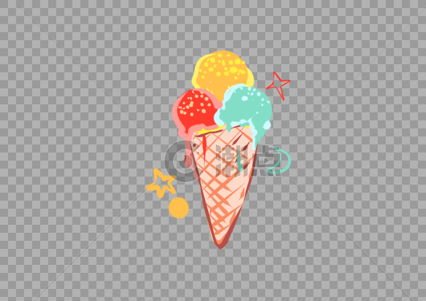可爱卡通手绘冰淇淋甜品冷饮图片素材免费下载